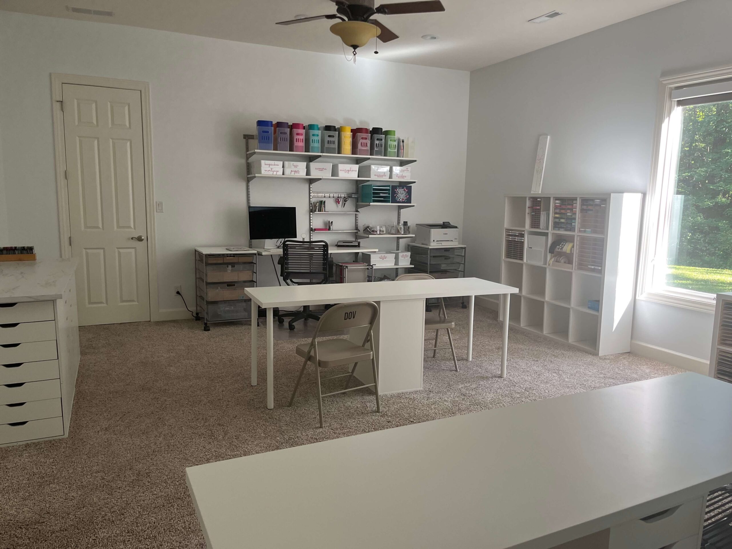 Cricut craft room and desk setup with all products from ikea